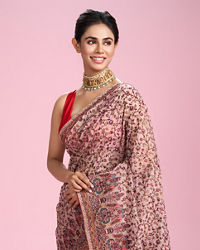 Mohey Women Blush Blossom Elegance Saree