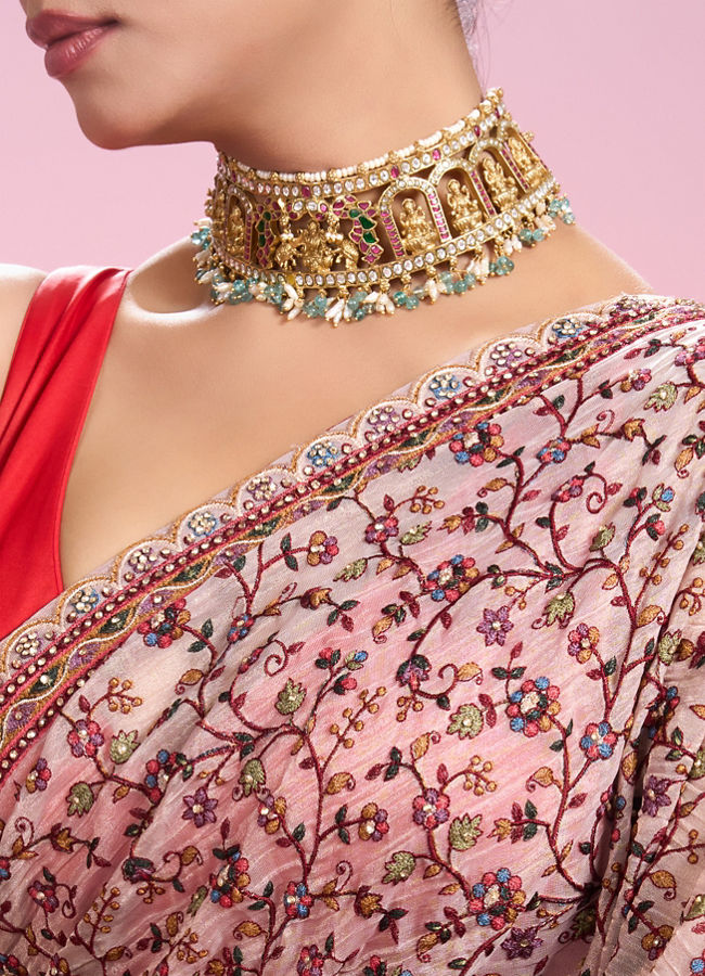 Mohey Women Blush Blossom Elegance Saree