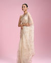 Mohey Women Ornate Cream Organza Saree