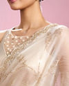 Mohey Women Ornate Cream Organza Saree