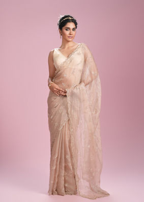 Mohey Women Fawn Organza Elegance Saree