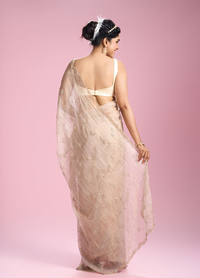 Mohey Women Fawn Organza Elegance Saree