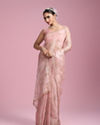 Mohey Women Elegant Pink Organza Saree