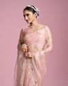 Mohey Women Elegant Pink Organza Saree