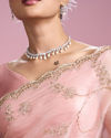 Mohey Women Elegant Pink Organza Saree