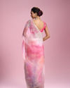 Mohey Women Glamorous Pink Organza Saree