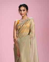 Mohey Women Pistachio Organza Elegance Saree