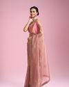 Mohey Women Glistening Dusty Pink Organza Saree