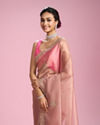 Mohey Women Glistening Dusty Pink Organza Saree