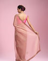 Mohey Women Glistening Dusty Pink Organza Saree