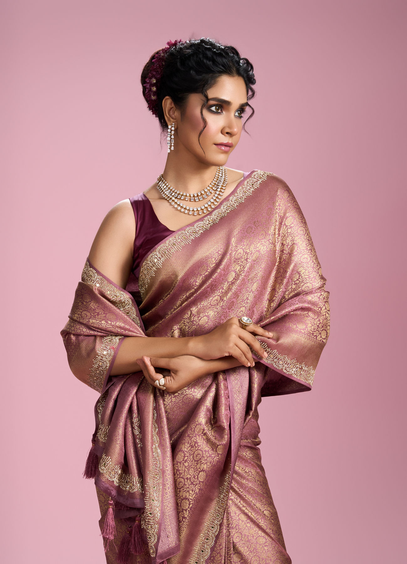 Mohey Women Royal Purple Charm Saree