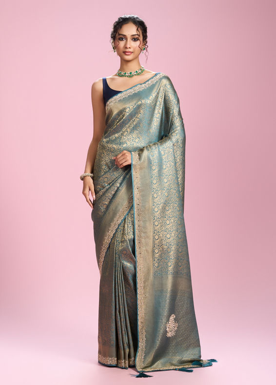 Mohey Women Elegant Light Blue Saree