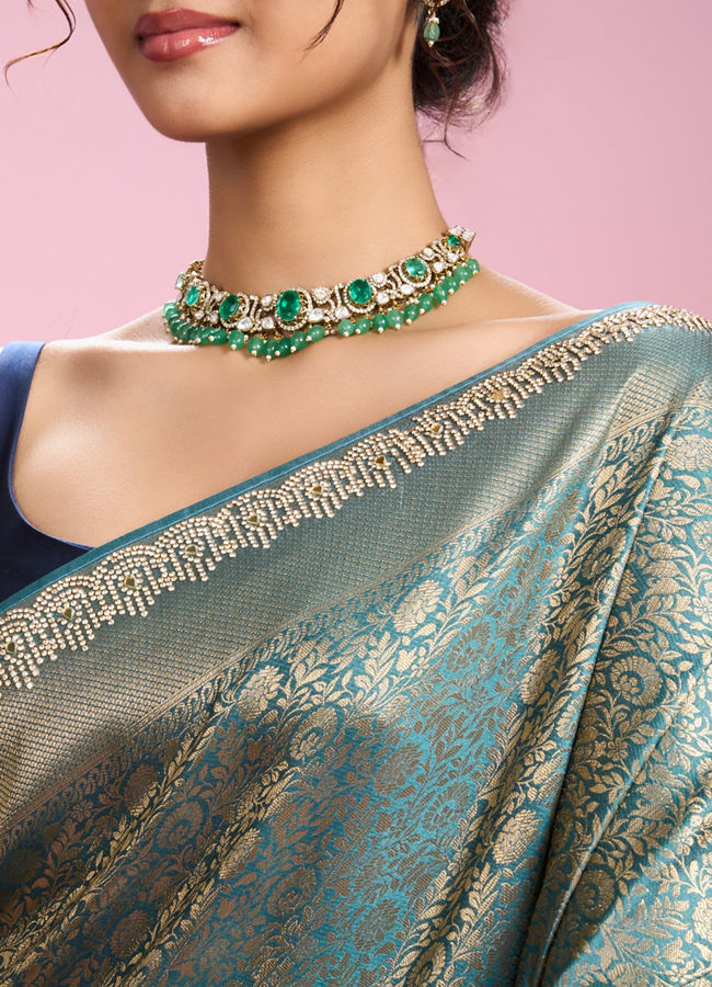 Mohey Women Elegant Light Blue Saree