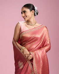 Mohey Women Radiant Coral Elegance Women Saree