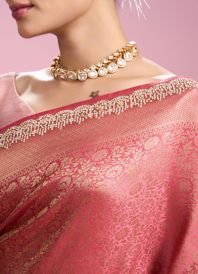 Mohey Women Radiant Coral Elegance Women Saree