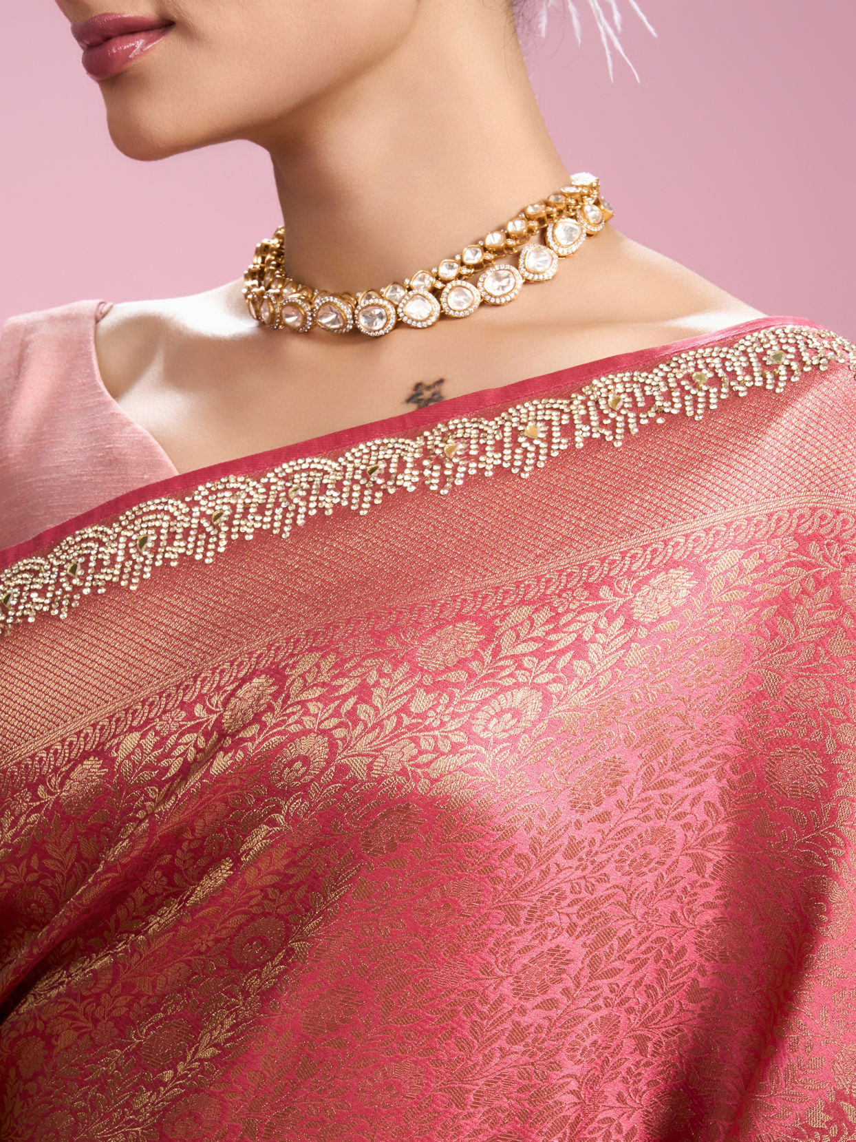 Mohey Women Radiant Coral Elegance Women Saree