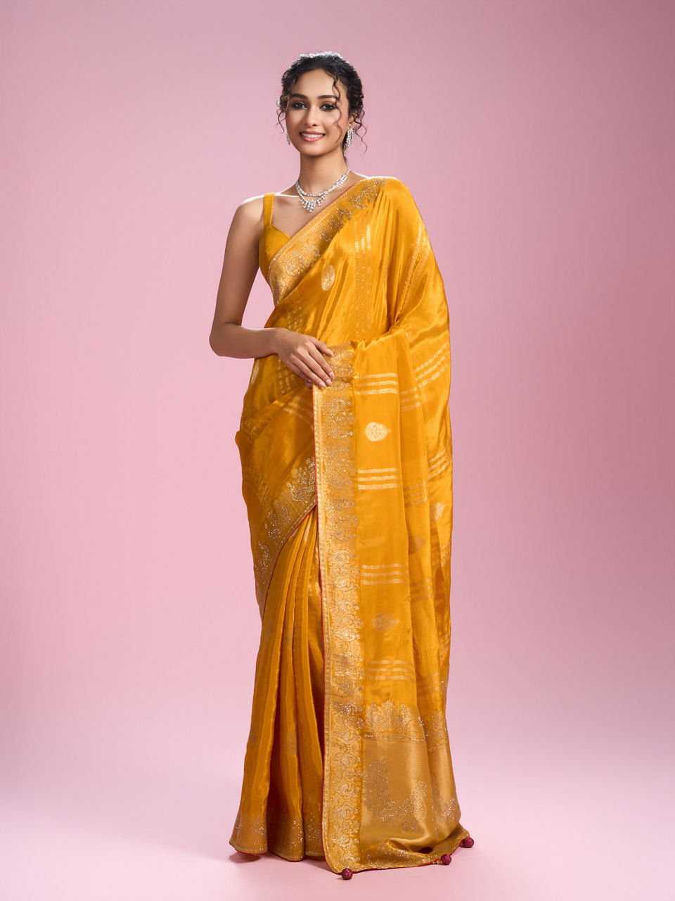 Mohey Women Mustard Yellow Glory Saree