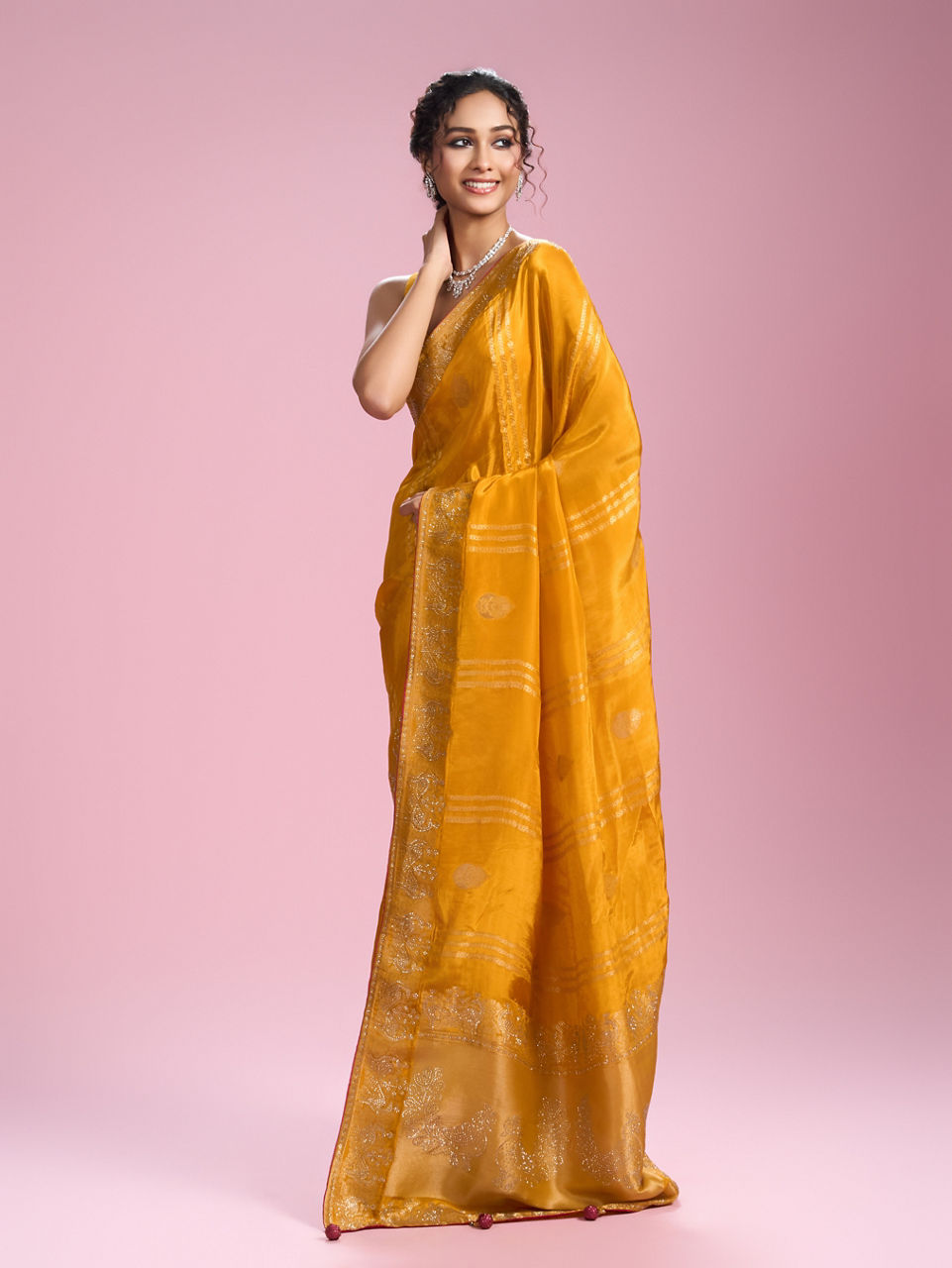 Mohey Women Mustard Yellow Glory Saree