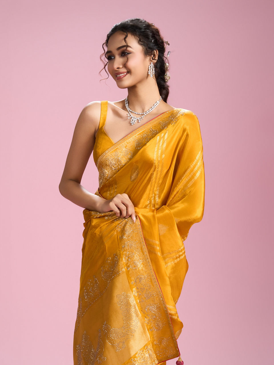 Mohey Women Mustard Yellow Glory Saree