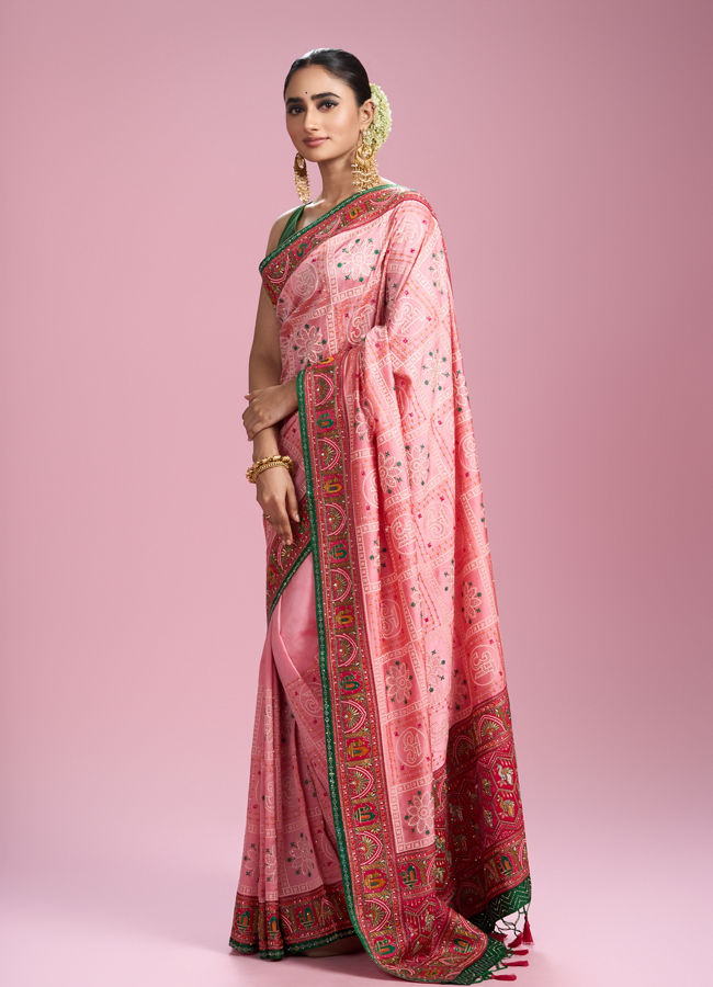 Mohey Women Vibrant Pink Charm Saree
