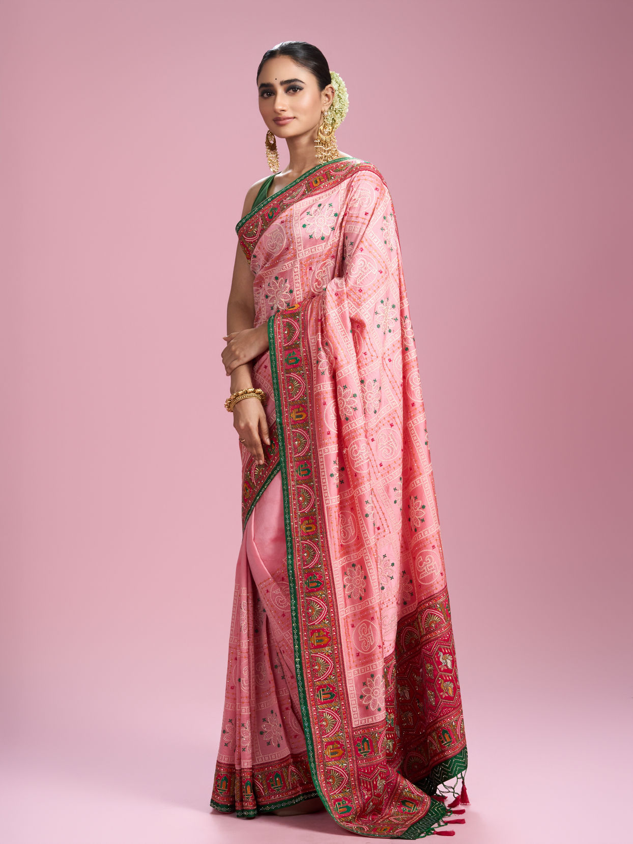 Mohey Women Vibrant Pink Charm Saree