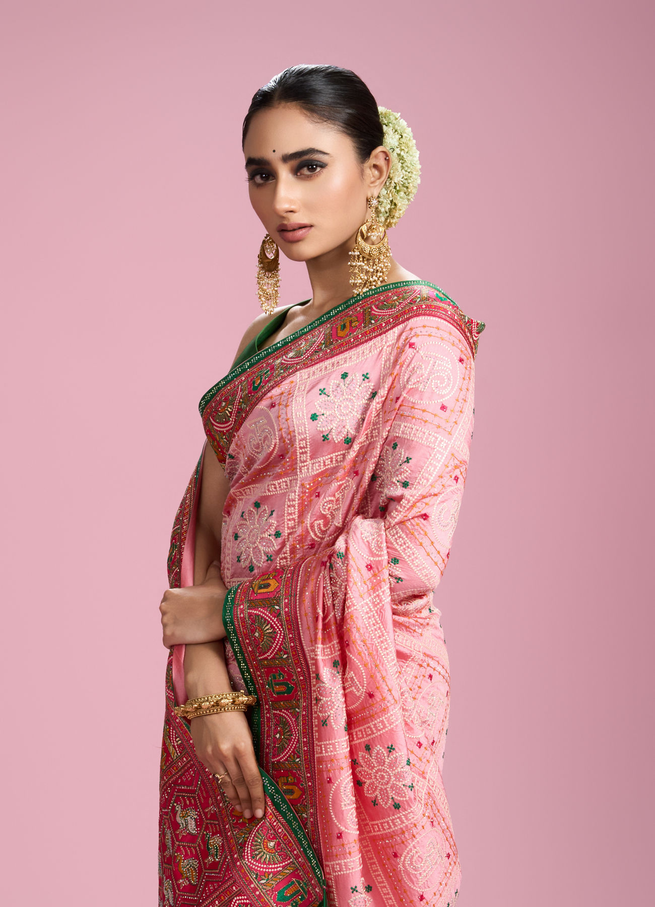 Mohey Women Vibrant Pink Charm Saree