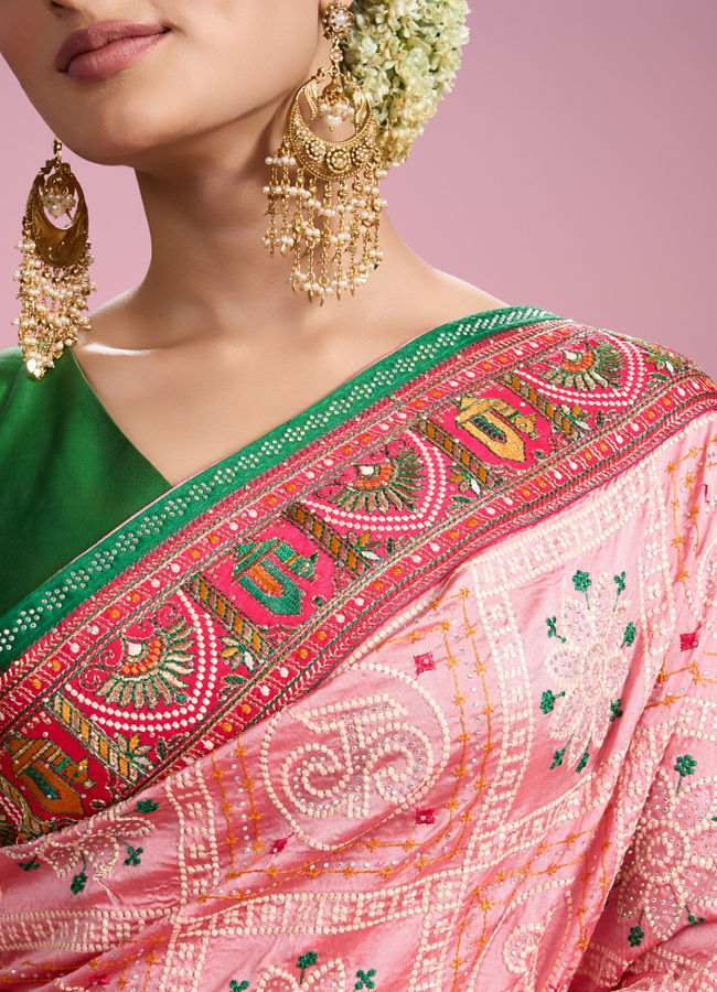 Mohey Women Vibrant Pink Charm Saree