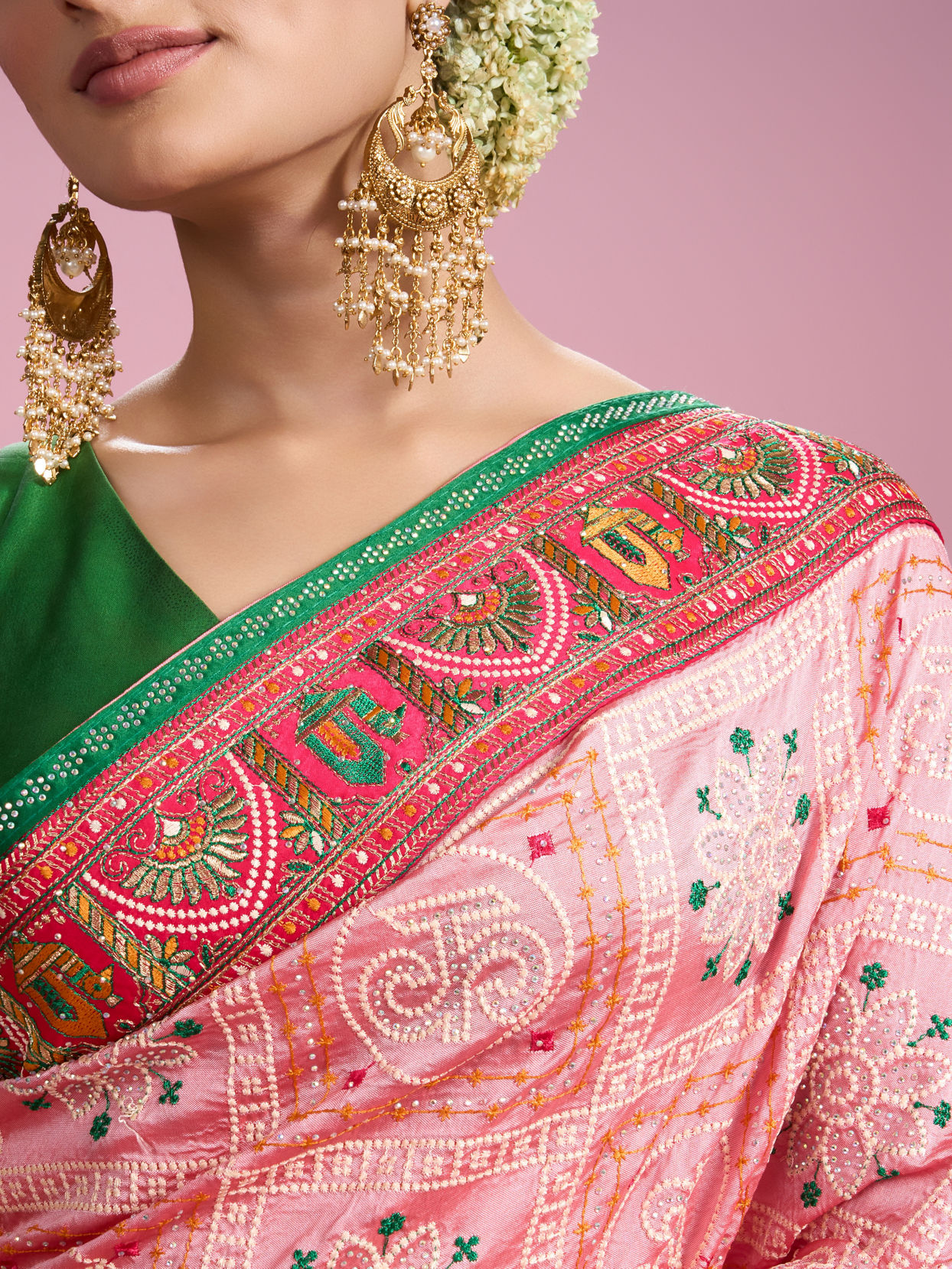 Mohey Women Vibrant Pink Charm Saree