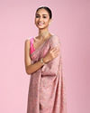 Mohey Women Elegant Pink Organza Saree
