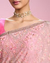 Mohey Women Elegant Pink Organza Saree