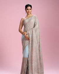 Mohey Women Light Blue Georgette Saree
