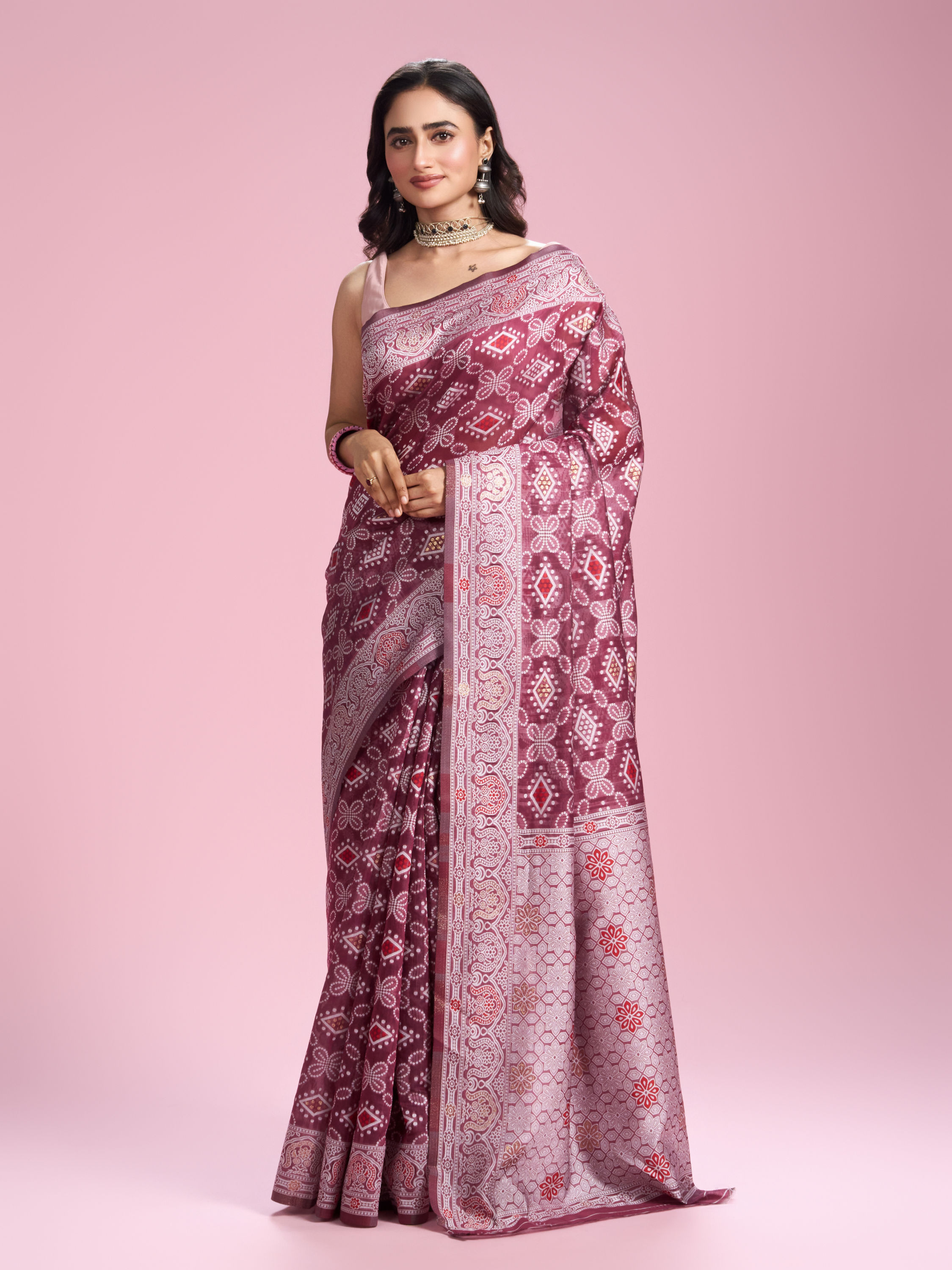 Mohey Women Coral Elegance Saree