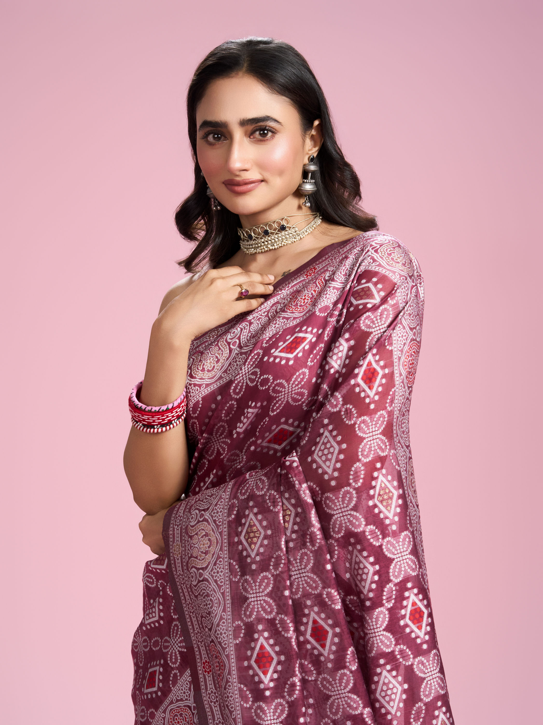 Mohey Women Coral Elegance Saree