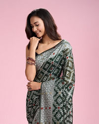 Mohey Women Regal Bottle Green Saree