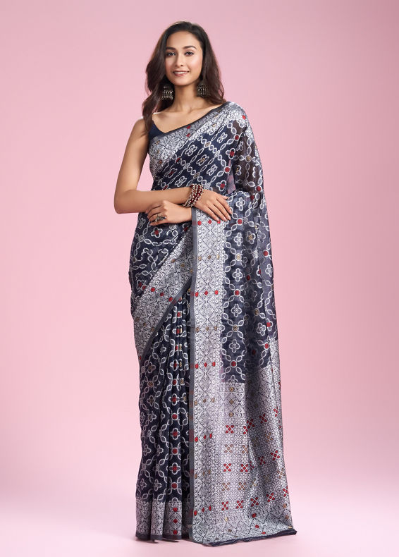 Mohey Women Indigo Blue Elegance Saree