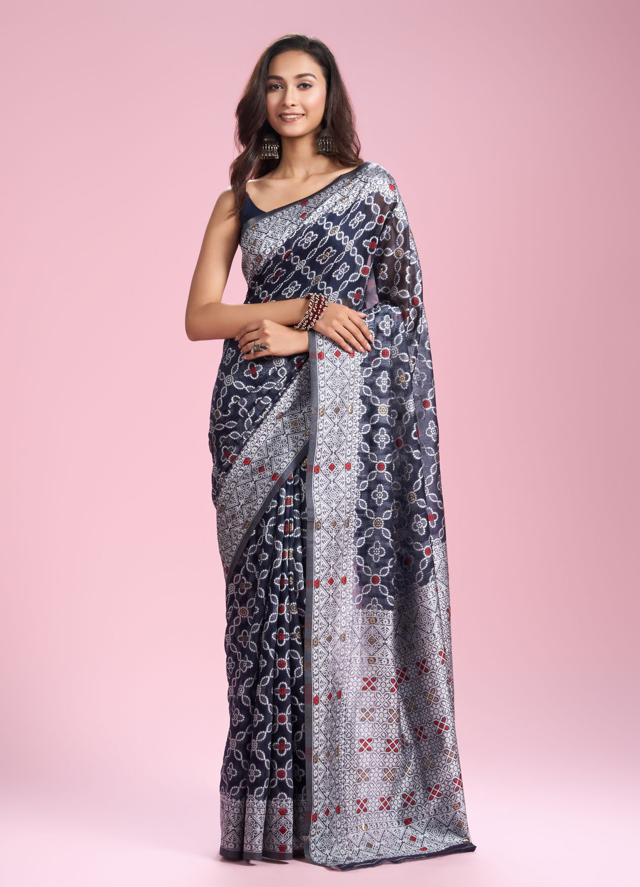 Mohey Women Indigo Blue Elegance Saree