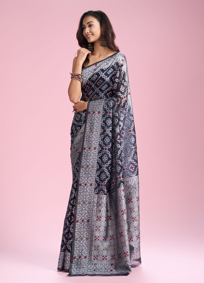 Mohey Women Indigo Blue Elegance Saree