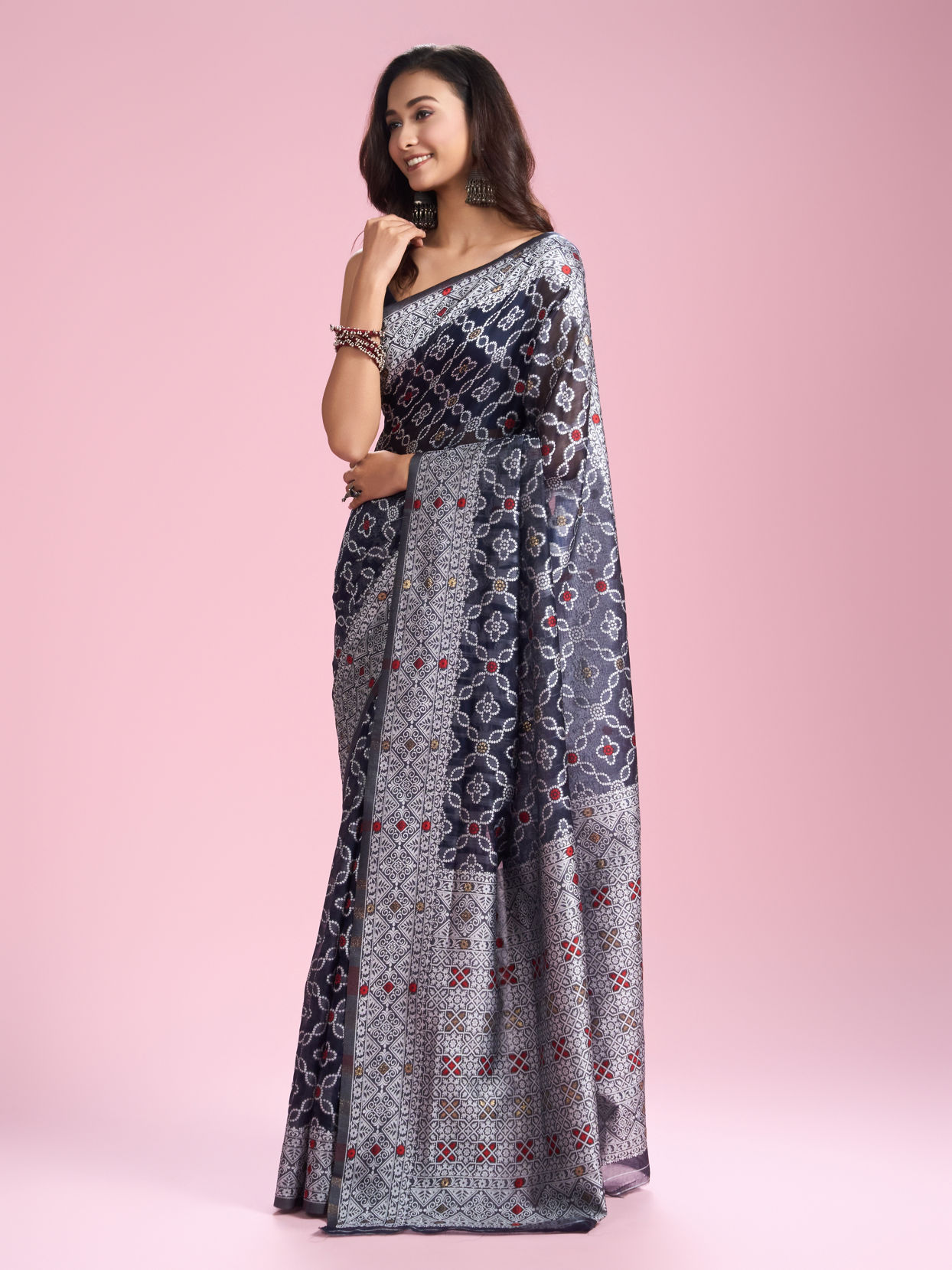 Mohey Women Indigo Blue Elegance Saree