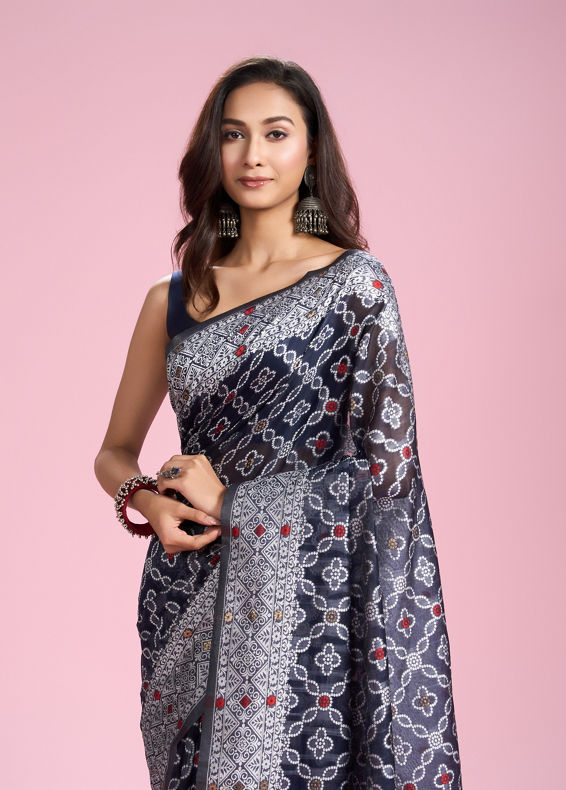 Mohey Women Indigo Blue Elegance Saree