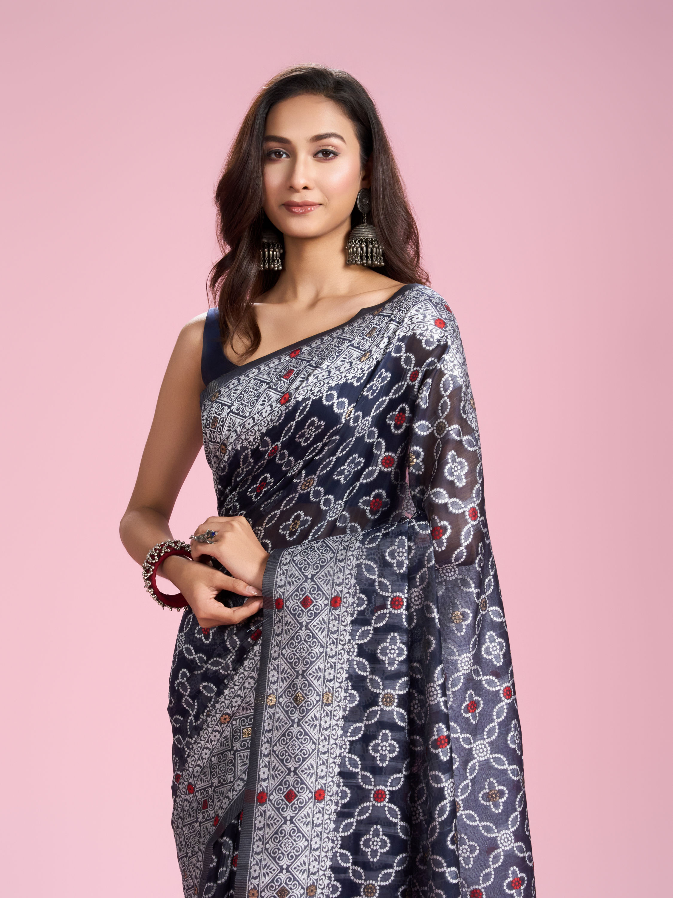 Mohey Women Indigo Blue Elegance Saree
