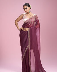 Mohey Women Boldly Chic Purple Saree