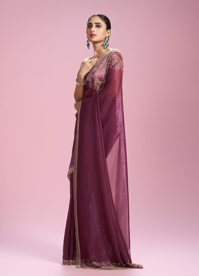 Mohey Women Boldly Chic Purple Saree