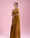 Mohey Women Mustard Yellow Chinon Saree