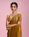 Mohey Women Mustard Yellow Chinon Saree