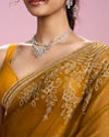 Mohey Women Mustard Yellow Chinon Saree
