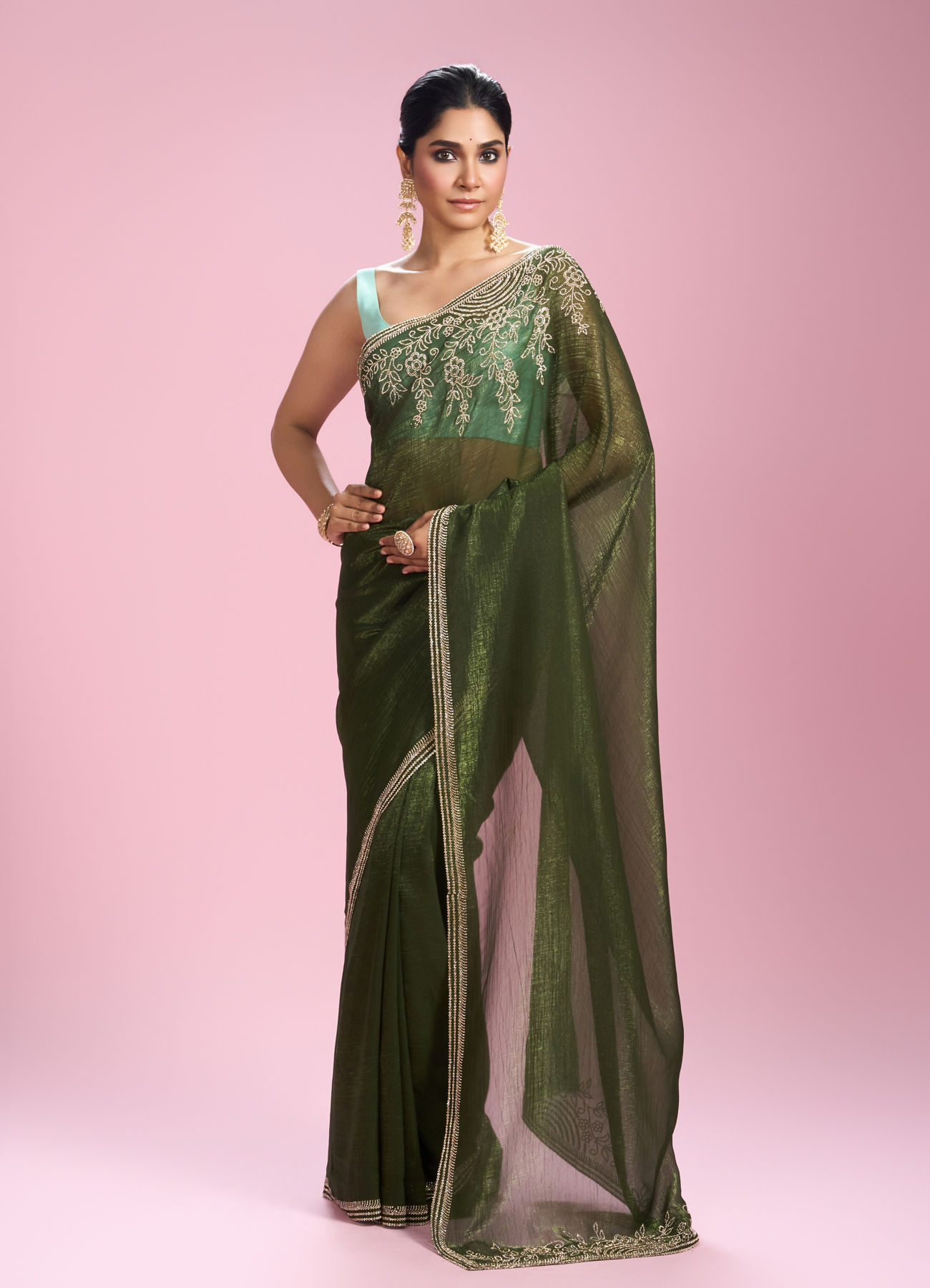 Mohey Women Emerald Elegance Saree