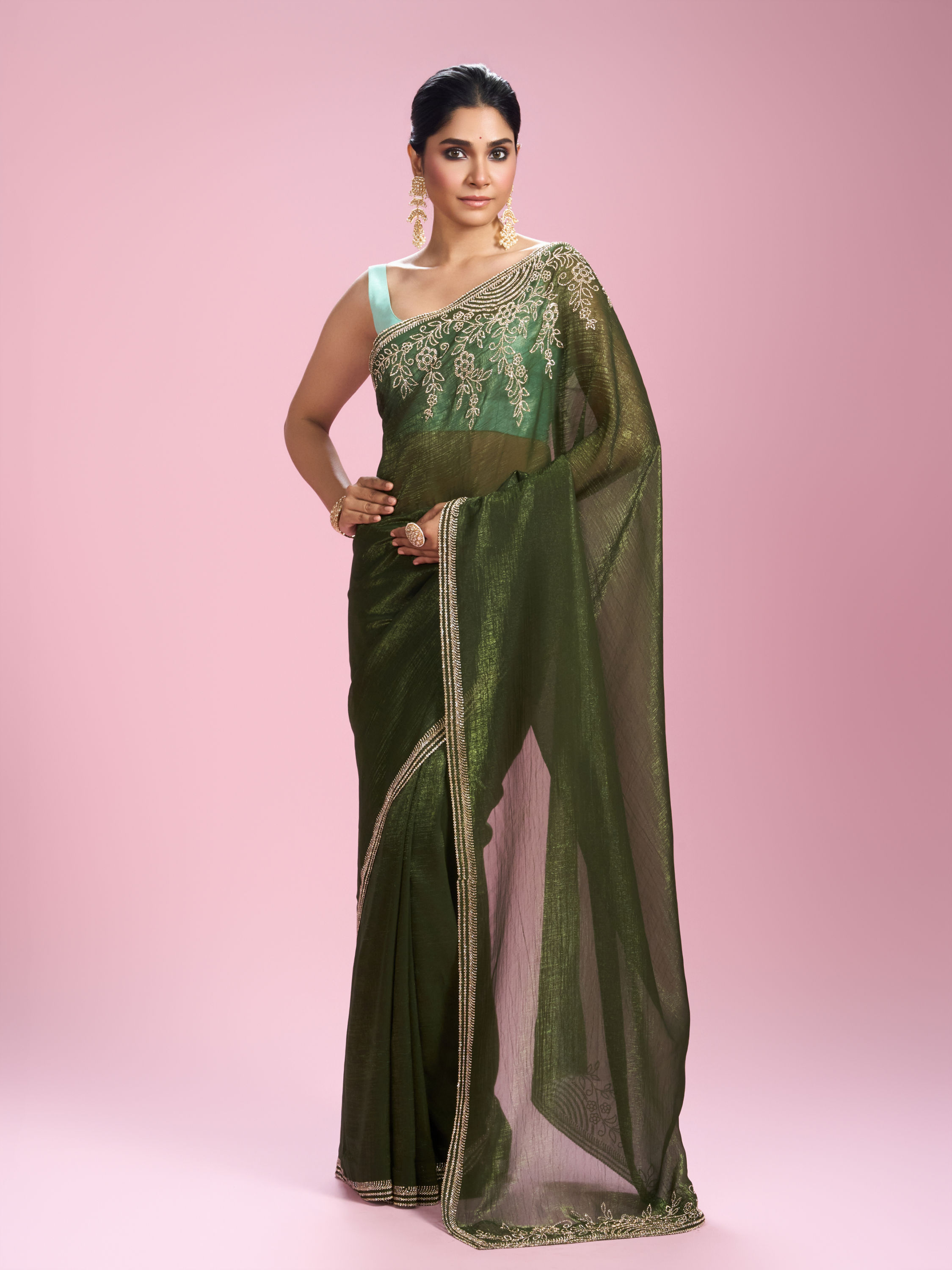 Mohey Women Emerald Elegance Saree
