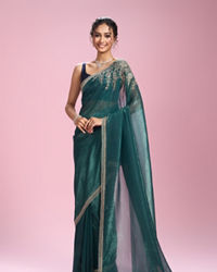 Mohey Women Sea Green Elegance Saree