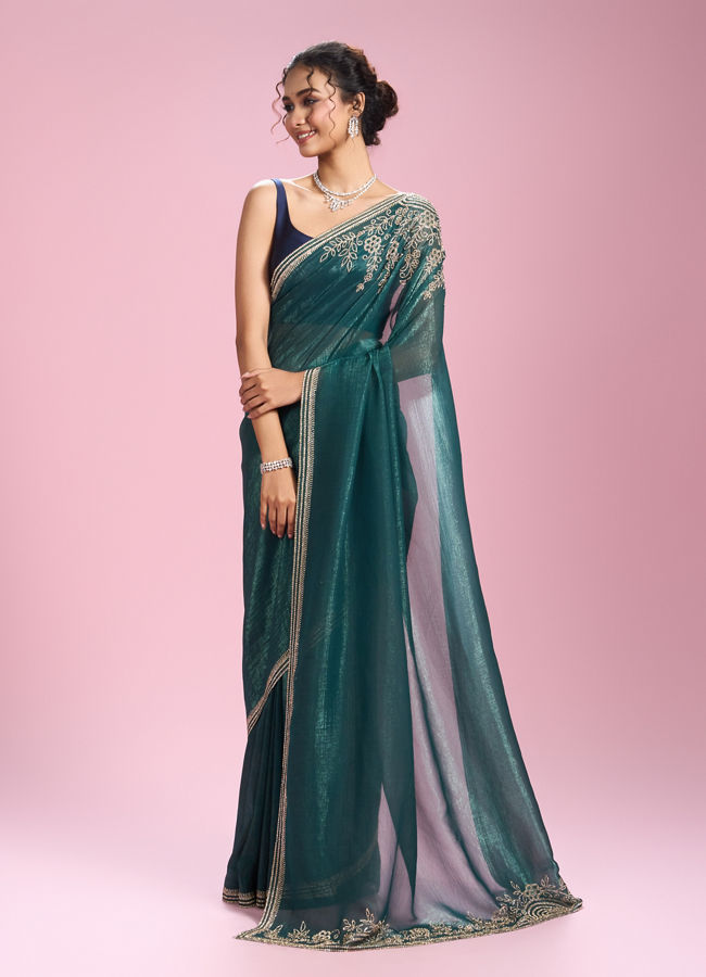 Mohey Women Sea Green Elegance Saree
