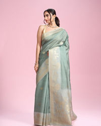 Mohey Women Pista Green Festive Elegance Saree